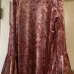 Boho Jane L Velvet Pink Peasant Top Blouse Bell Sleeves fairy festival romantic